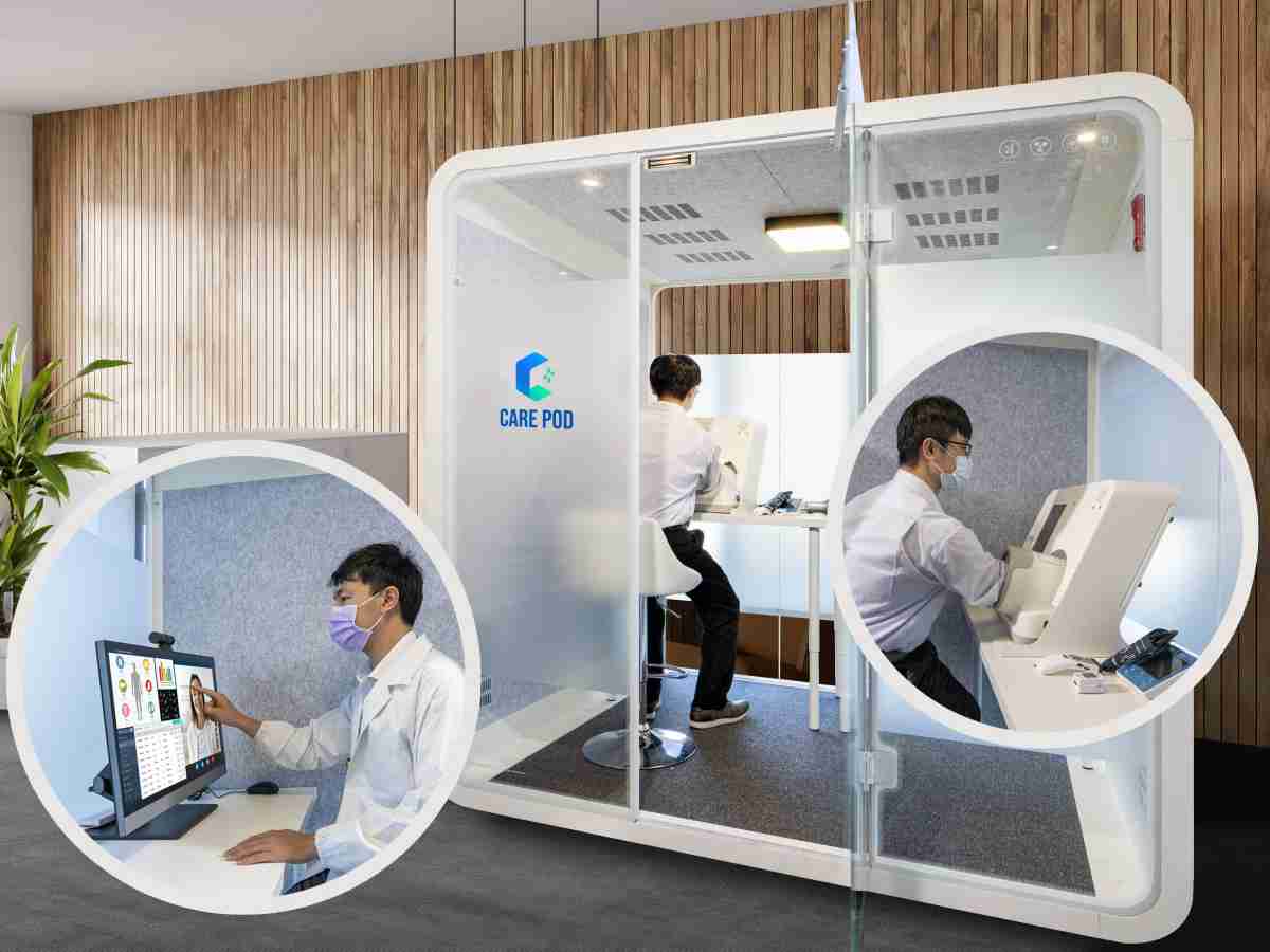 达擎于医疗科技展中展出＂远距诊疗舱＂，，，，以因应医疗数字化及社会高龄化趋势下、、、、复诊及慢性病患等族群对于远距看诊需求逐渐升高所推出的创新整合方案。。多功能合一、、、、高隐私性的远距诊疗舱可根据病患端与医师端的不同需求，，，提供弹性化及客制化功能，，节省医生和病患的精力及时间