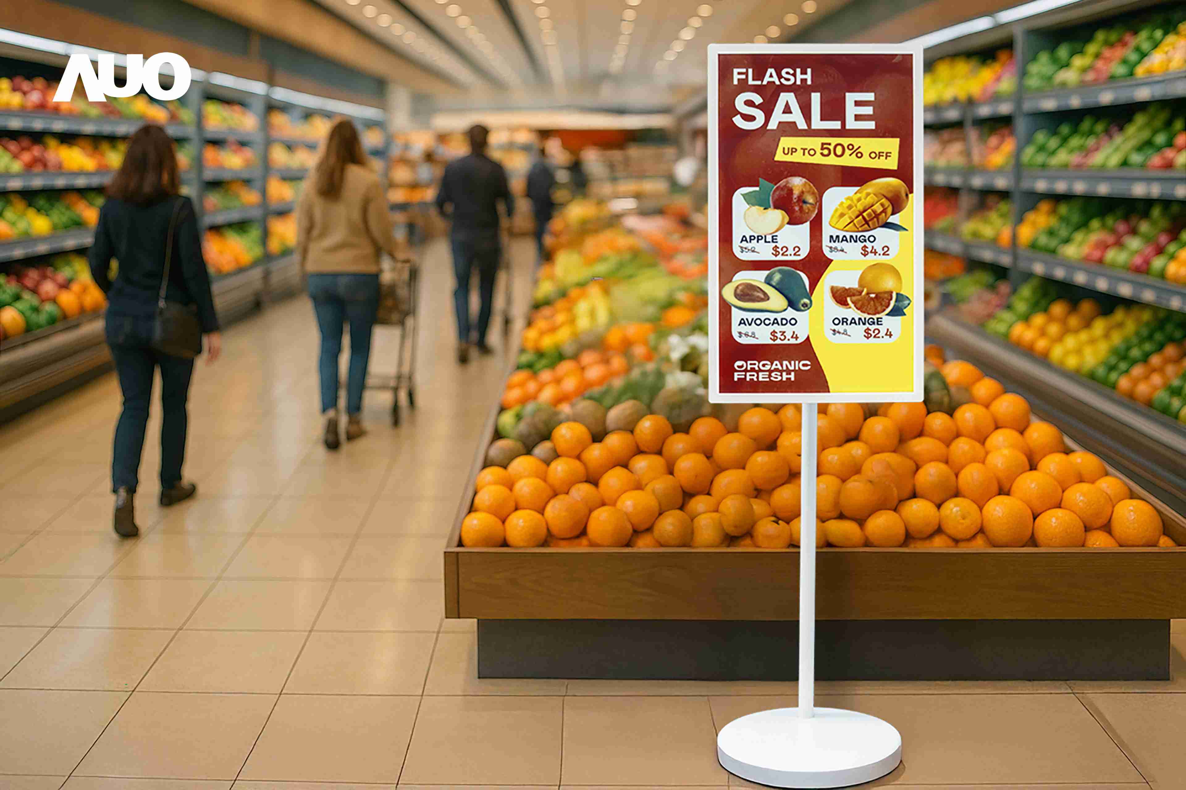 达擎首亮相低功耗、、、全彩的〝aecoPost电子纸解决方案〞，，仅在更新画面时需要微量的电力驱动，，，无需布建电线的便捷设计，，，，使其可灵活应用、、随意置放，，并可透过云端或行动装置app，，，，轻松管理及排程广告内容，，，晋升店头营销利器。。。